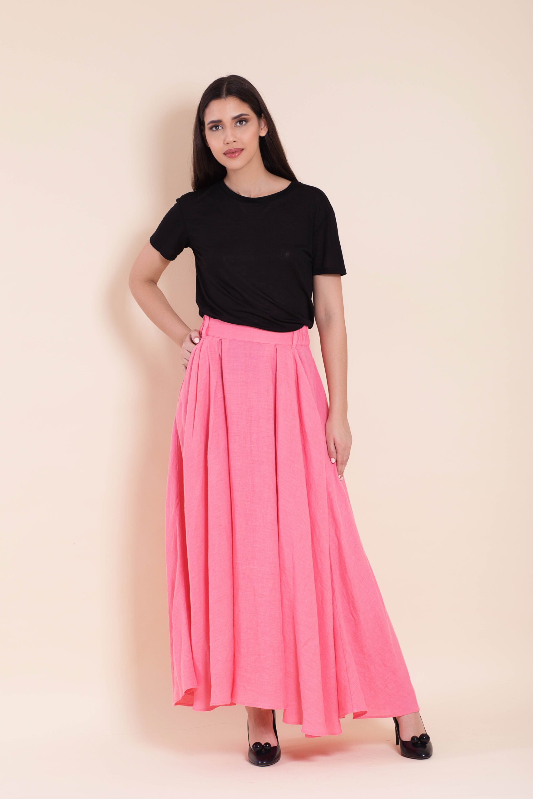 womens pleated maxi skirt