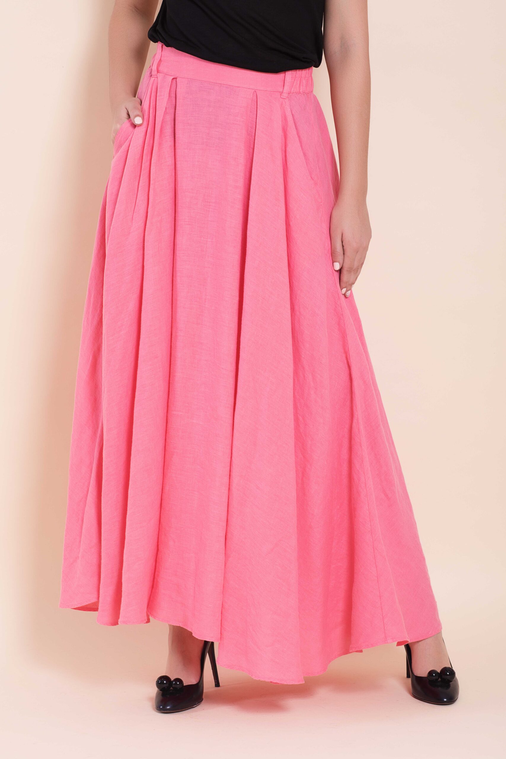 womens pleated maxi skirt