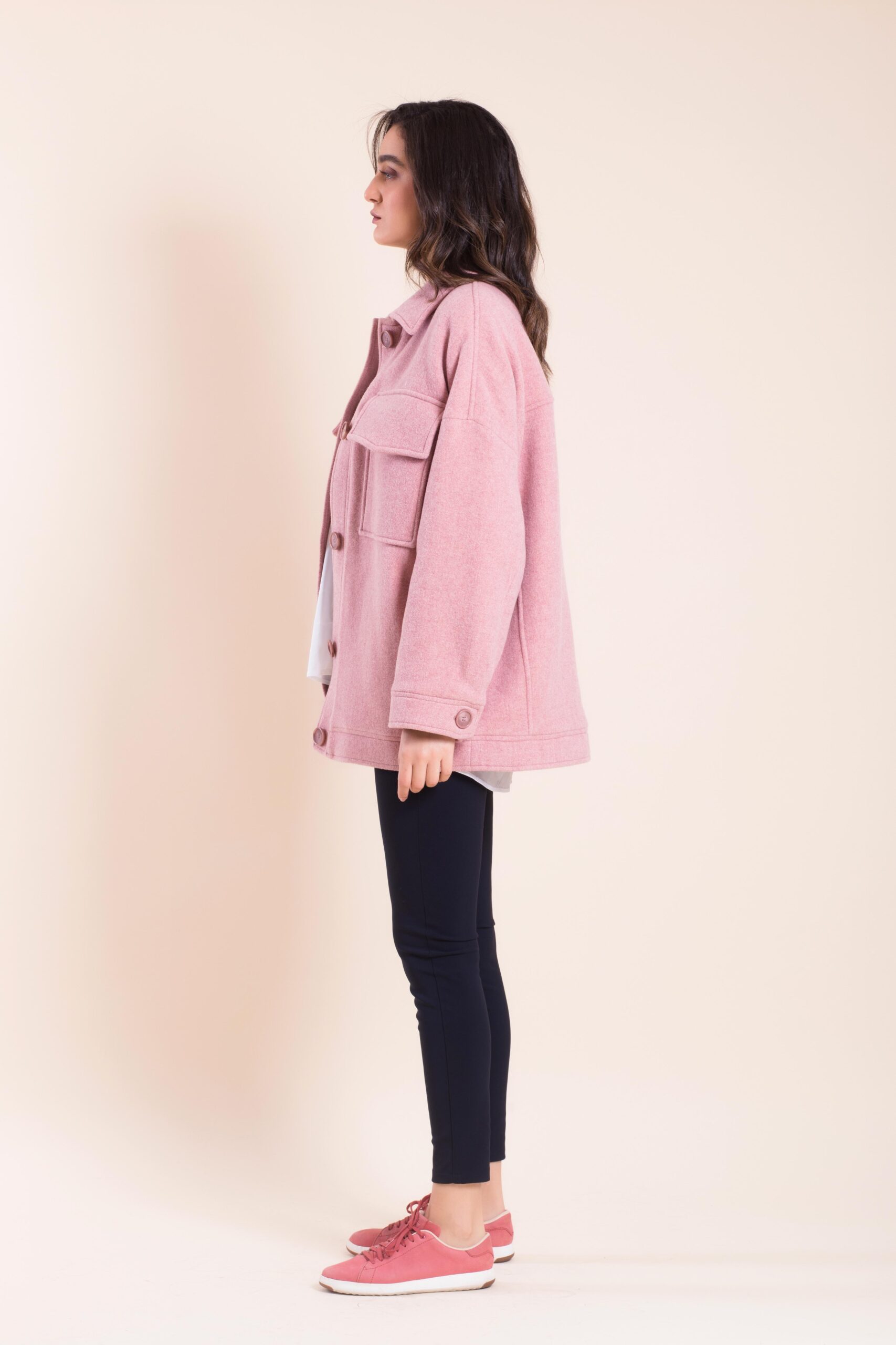 Overshirt Surchemise Womens Pink Oversized Wool Coat Manteau rose femmes