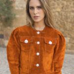 Orange Velvet Denim Jacket