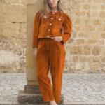 Pantalon en Denim Velours Orange