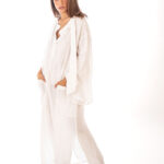 Robe caftan en lin à manches larges